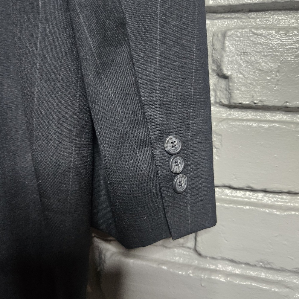 Carlo Pucci Couture Men's Wool Suit Jacket Blazer 48L Black Pinstripe - Picture 5 of 10